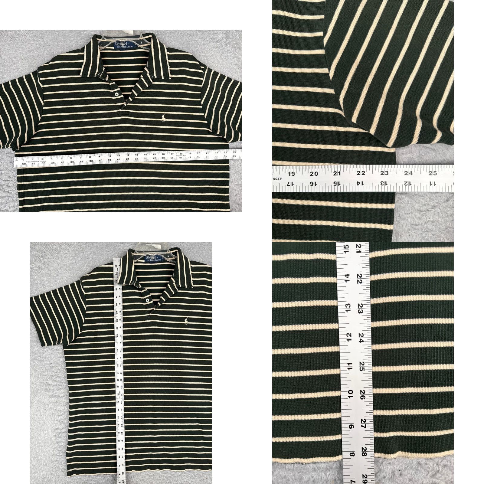 Ralph Lauren VINTAGE Ralph Lauren Polo Shirt Men XL Green Stripe Cotton Golf Shirt Size US XL / EU 56 / 4 - 8 Thumbnail