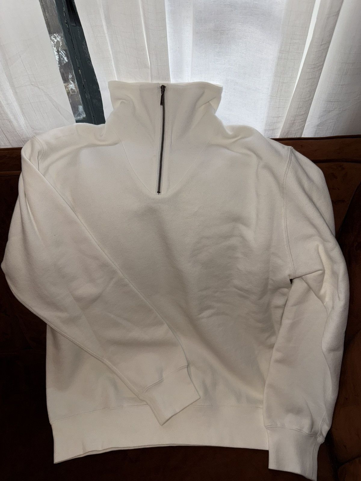 Beams Plus Beams+ Half-Zip Sweatshirt - White