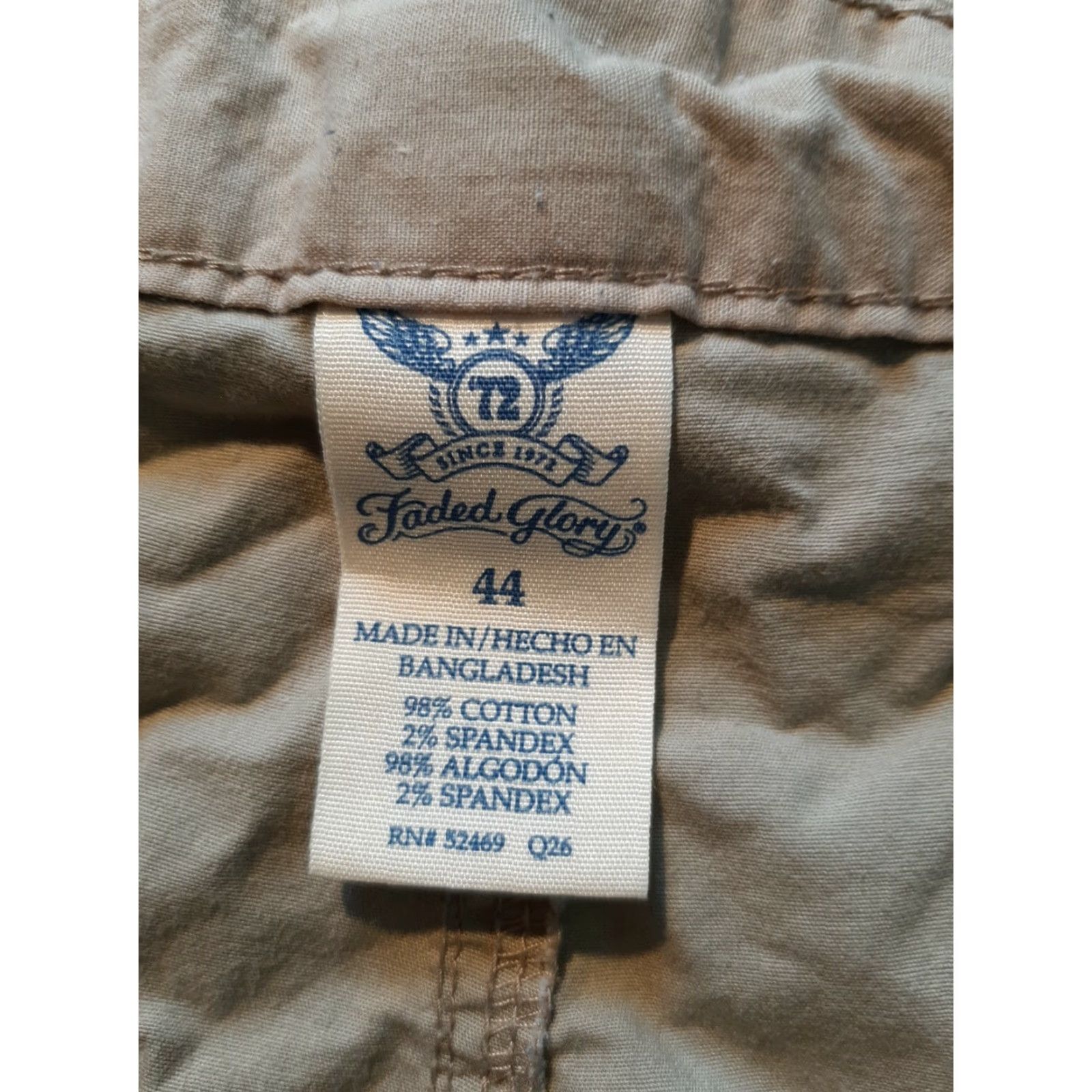 Faded Glory Faded Glory Chino Shorts Mens 44 Waist Khaki Tan Flat Front Cotton Shorts 44 Mens Beige Casual Belt Loops Zip Front Ready to Wear Size US 44 / EU 60 - 4 Thumbnail