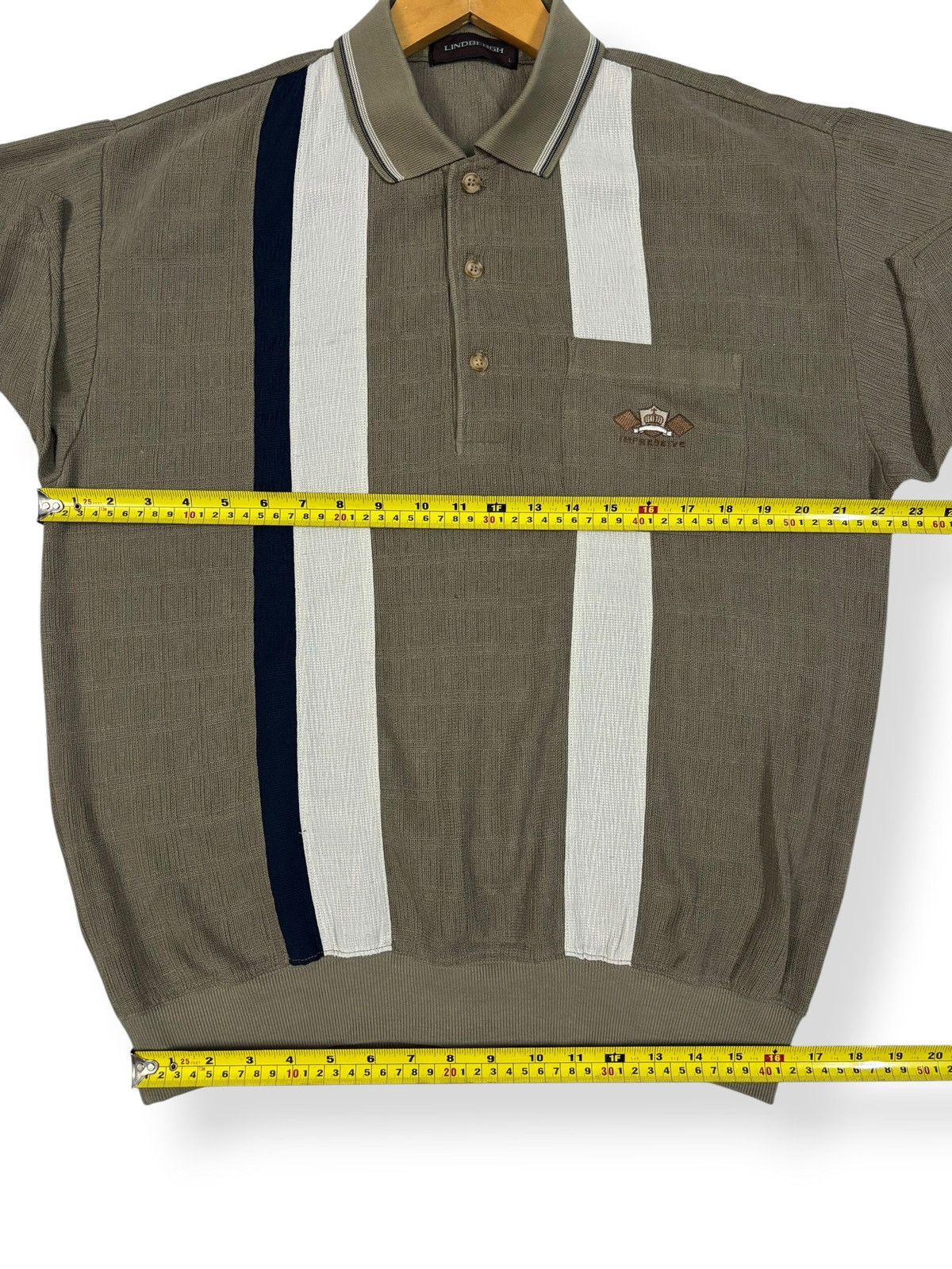 Japanese Brand Vintage Lindbergh Stripes Technical Knit Pocket Polo Shirt Size US M / EU 48-50 / 2 - 12 Thumbnail