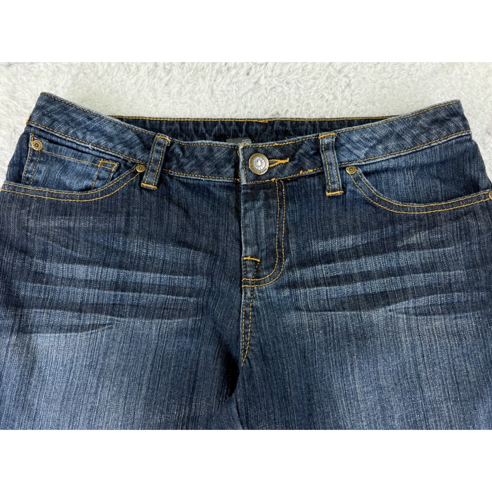 Vintage BISOU BISOU Jeans Womens 10 Flared Dark Blue Denim Cotton 31x31 Distressed Size 32" / US 10 / IT 46 - 4 Thumbnail