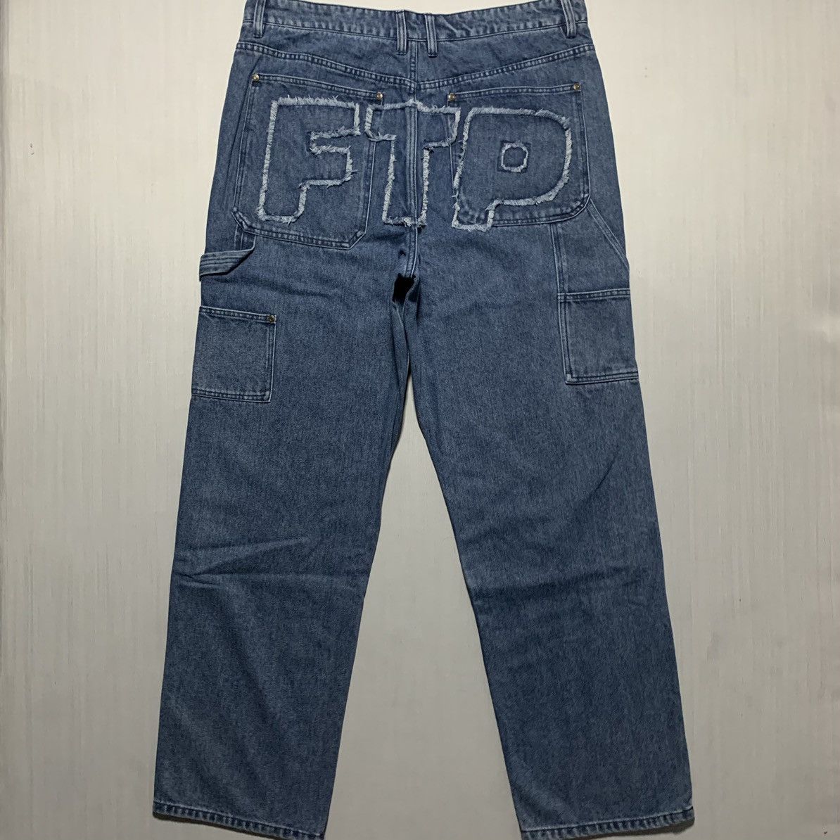 FTP Frayed Denim Logo Carpenter Pant Black