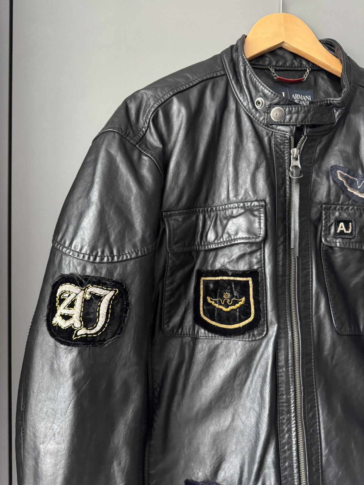 Armani Archived Armani Jeans Black Heavy Leather Bikers Jacket Size US XL / EU 56 / 4 - 2 Thumbnail