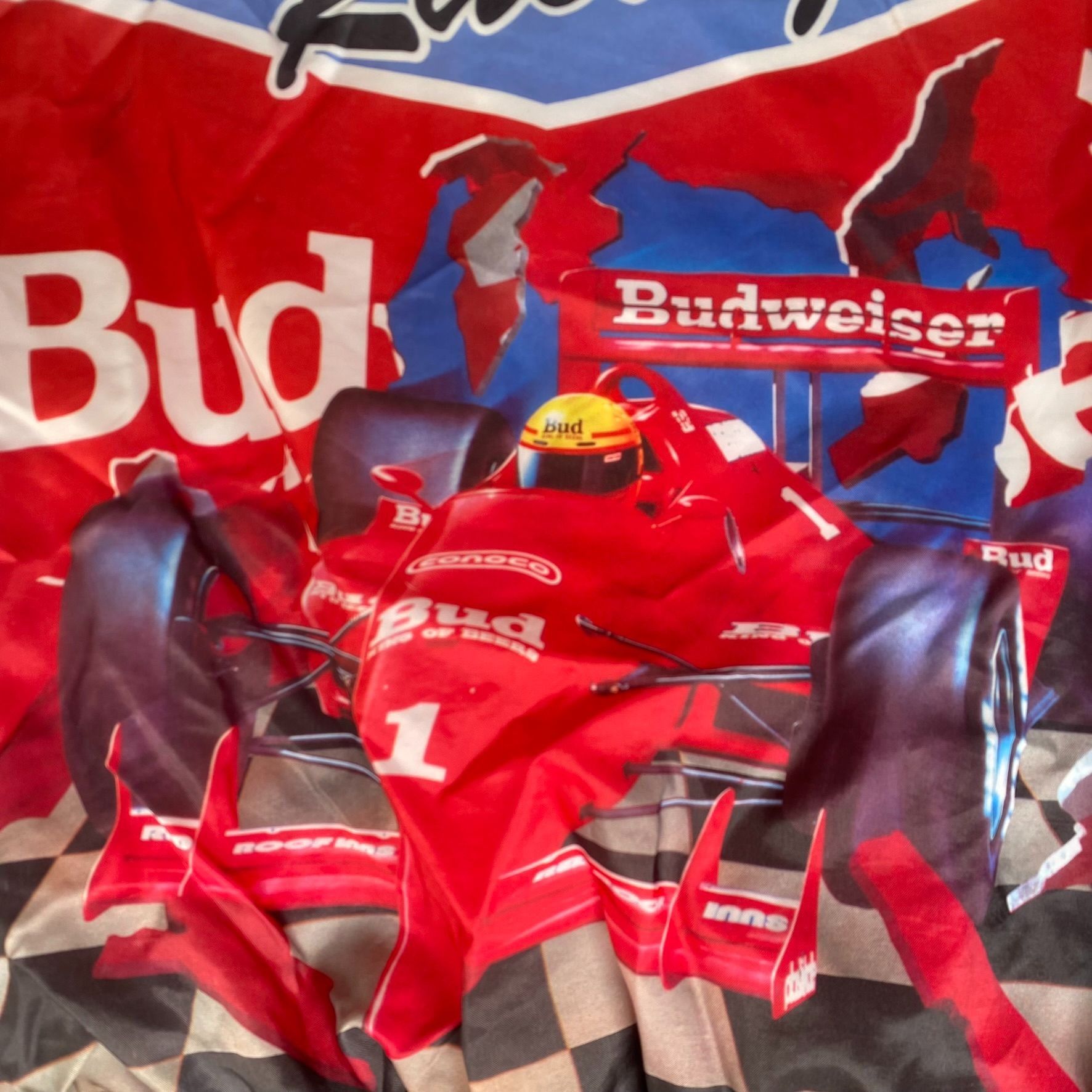 Budweiser Vintage 90s Budweiser Racing Jacket Satin Bomber NASCAR Size US L / EU 52-54 / 3 - 3 Thumbnail