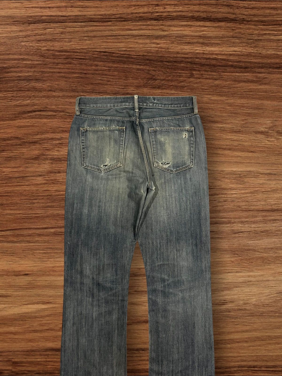 If Six Was Nine × Japanese Brand × Le Grande Bleu (L.G.B.) ⚡️Flare⚡️Vintage Gap Slim Boot Fit Faded Mud Washed Jeans Size US 33 - 7 Thumbnail