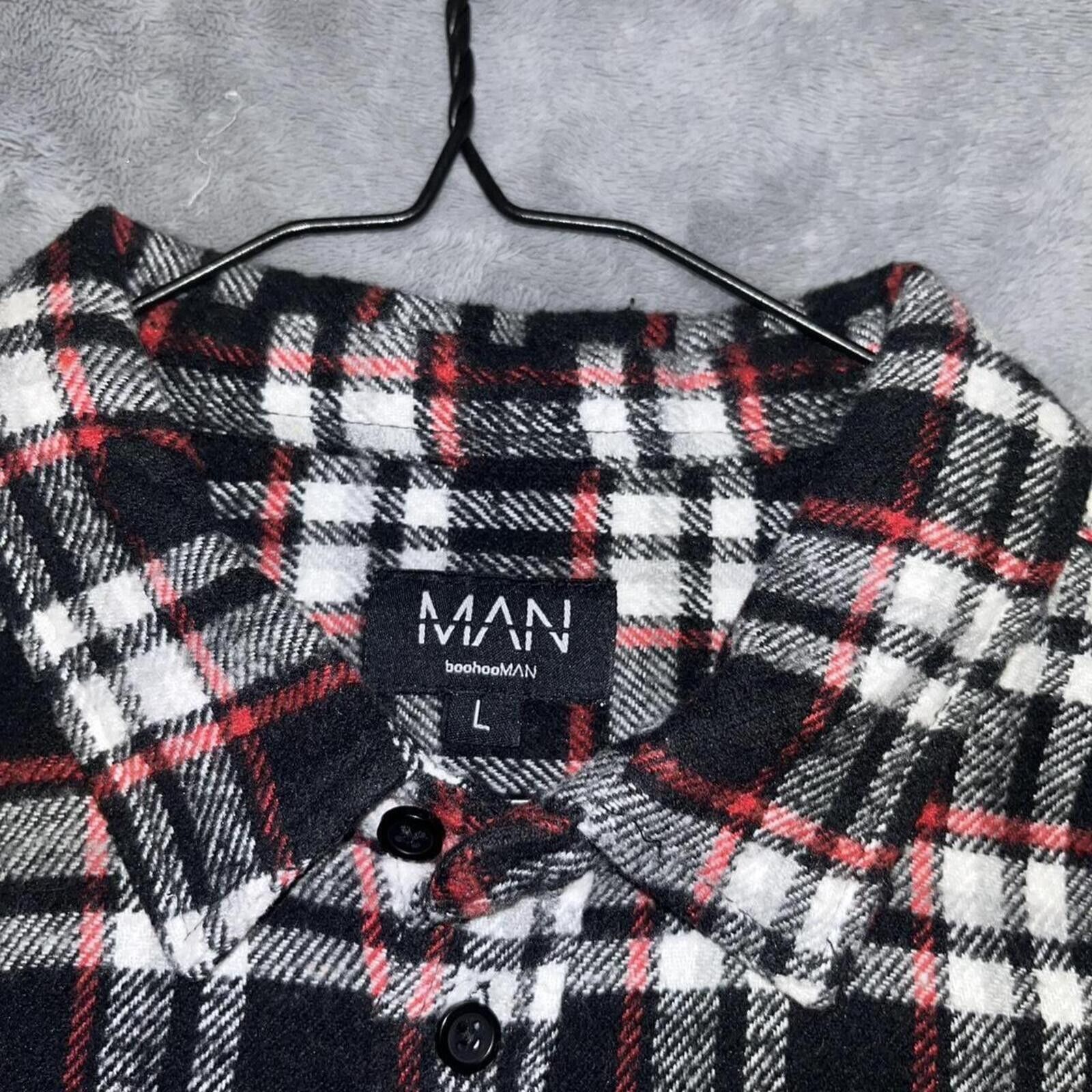 Boohoo Large Boohoo Man Black & Red Flannel Long Sleeve Shirt Size US L / EU 52-54 / 3 - 3 Thumbnail