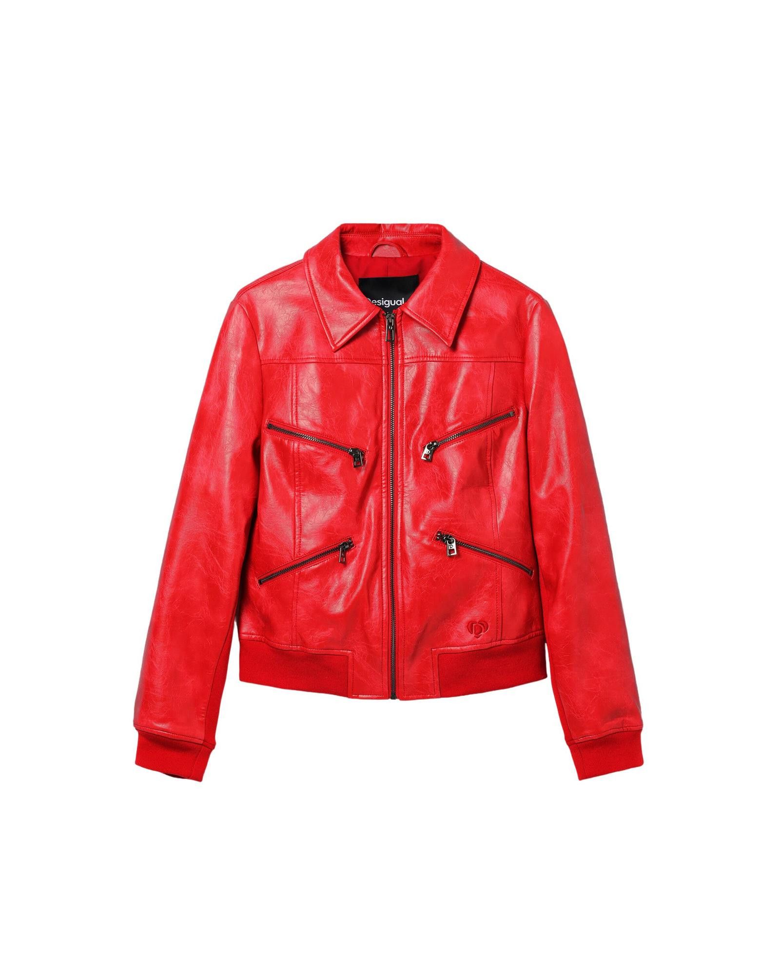 image of Desigual Zipper Blazer With Long Sleeves And Front Pockets in Red, Women's (Size Medium)