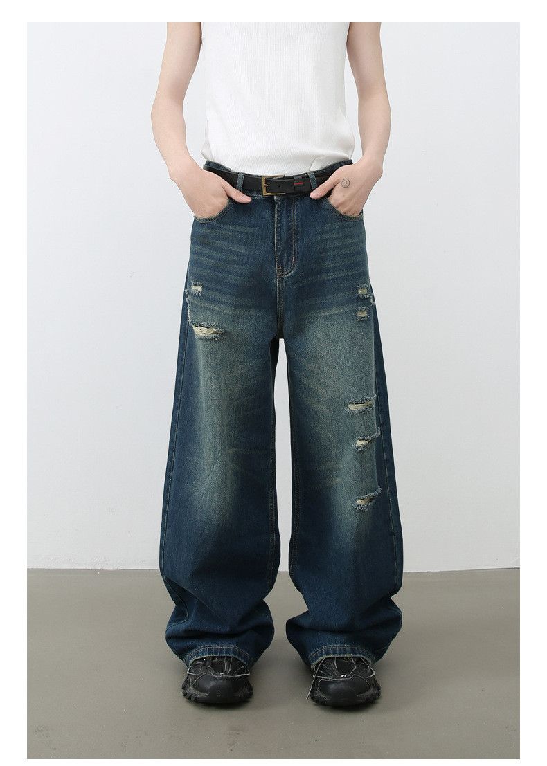 Japanese Brand × Vintage Men's loose straight retro versatile ripped jeans Size US 32 / EU 48 - 1 Thumbnail
