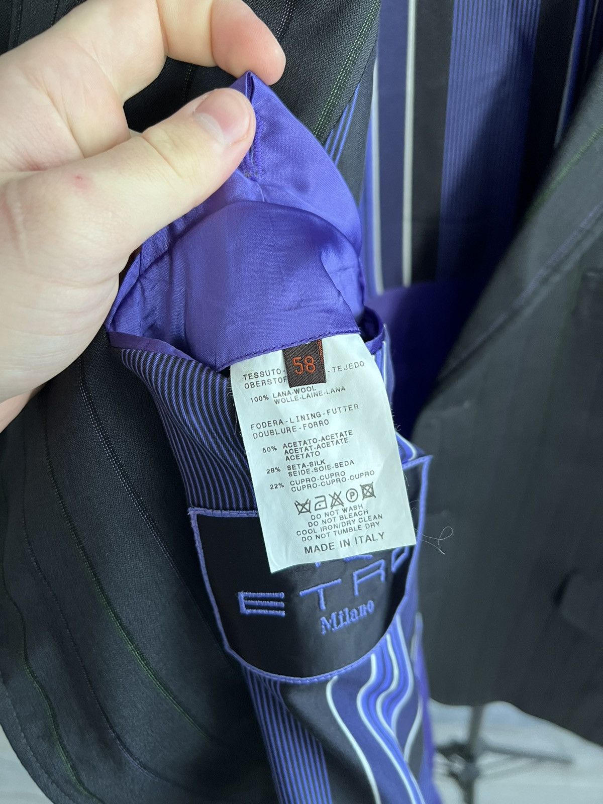 Etro Vintage Etro Milano Striped Blazer Classic Suit Wool Size 58 Size 50R - 13 Thumbnail