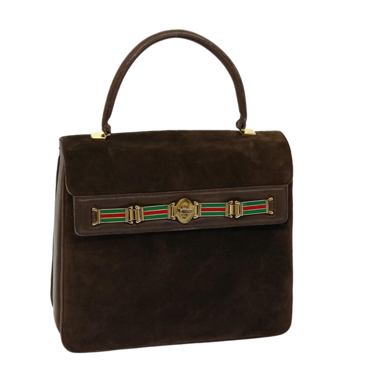 image of Gucci Hand Bag Suede Brown Auth 69726, Women's