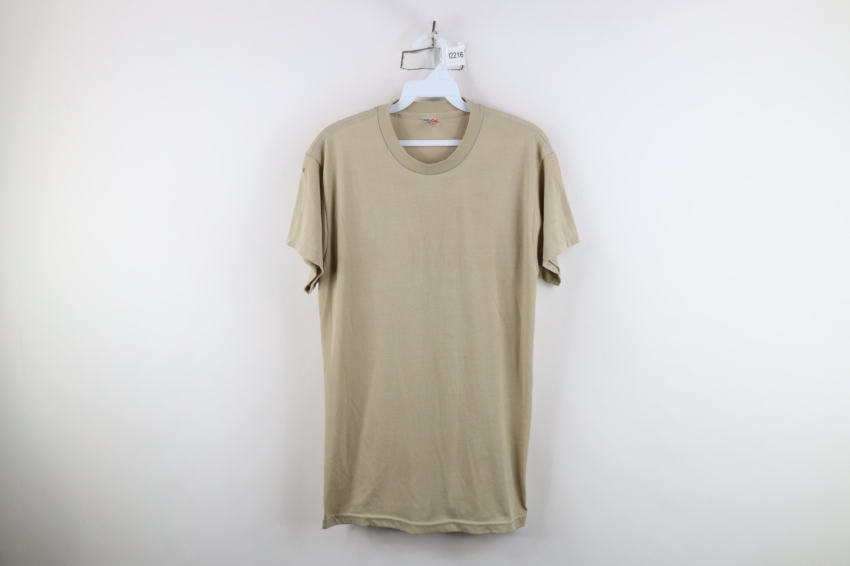 Vintage Vintage 90s Y2K Streetwear Blank Knit T-Shirt Beige USA Size US M / EU 48-50 / 2 - 1 Thumbnail