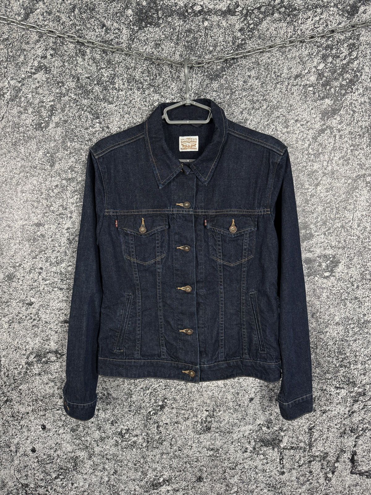 Levi's Levis Vintage Denim Trucker Jacket Classic Navy Blue Sz L Size L / US 10 / IT 46 - 1 Thumbnail