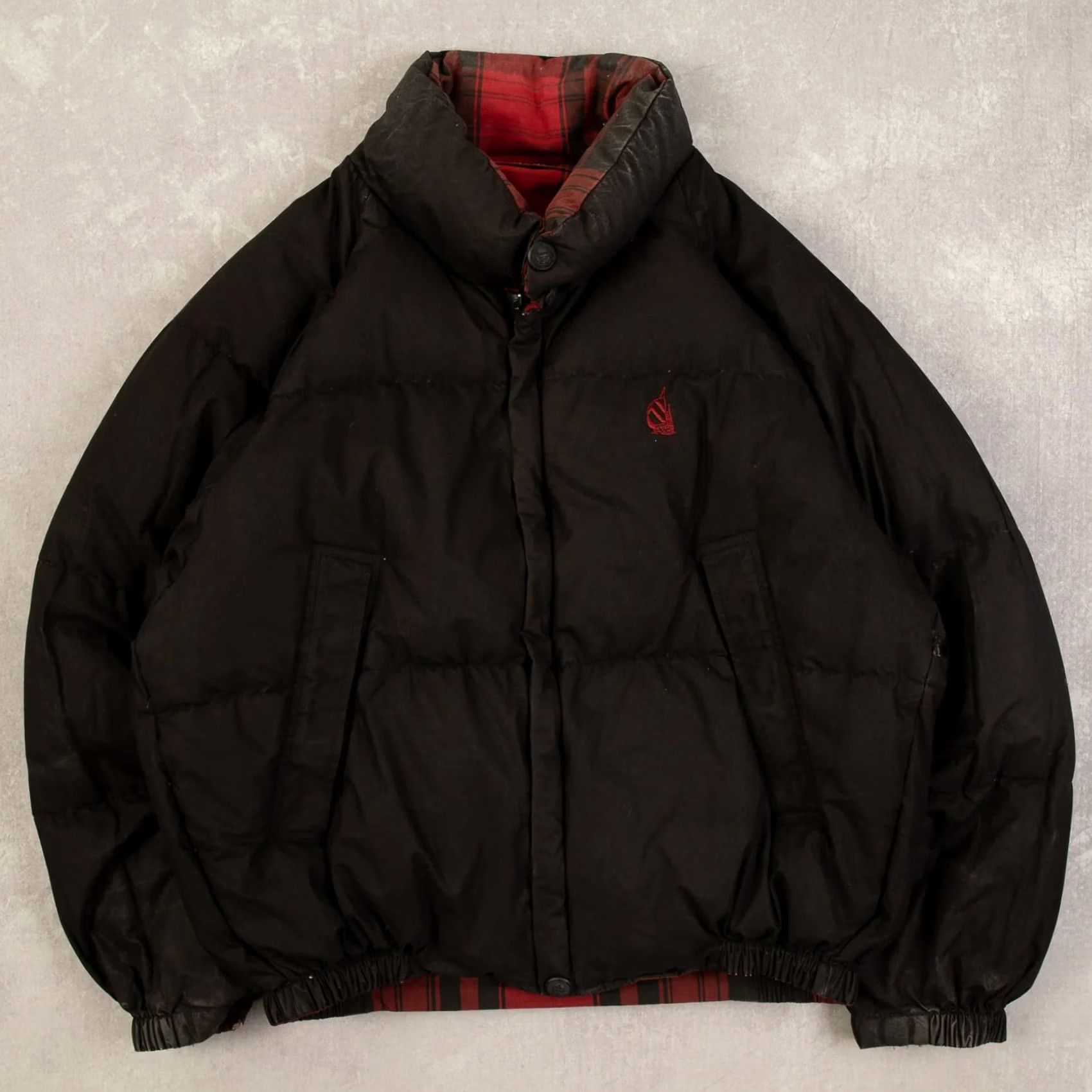 Nautica Nautica Vintage Reversible Checked Puffer Down Jacket L Men's Black Americana Jacket Size US L / EU 52-54 / 3 - 3 Thumbnail