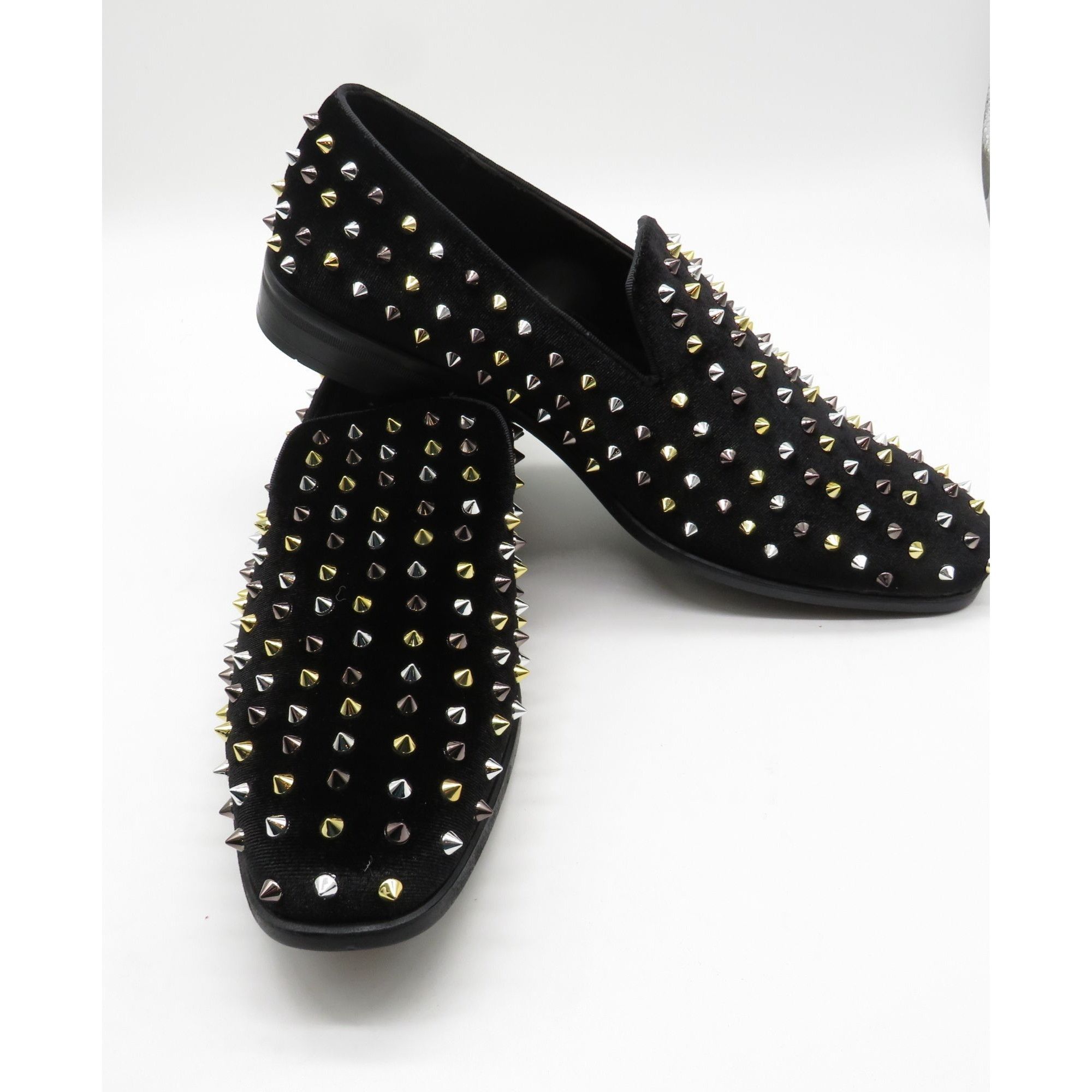 Stacy Adams Stacy Adams Black Velvet Slip On Loafers Gold & Silver Spike Size US 8.5 / EU 41-42 - 3 Thumbnail