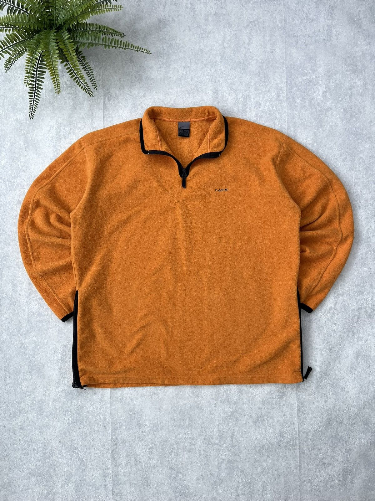 Nike × Vintage 90s Nike Retro Logo Vintage Fleece 1/4 Zip Oversized Jacket Size US XL / EU 56 / 4 - 1 Thumbnail