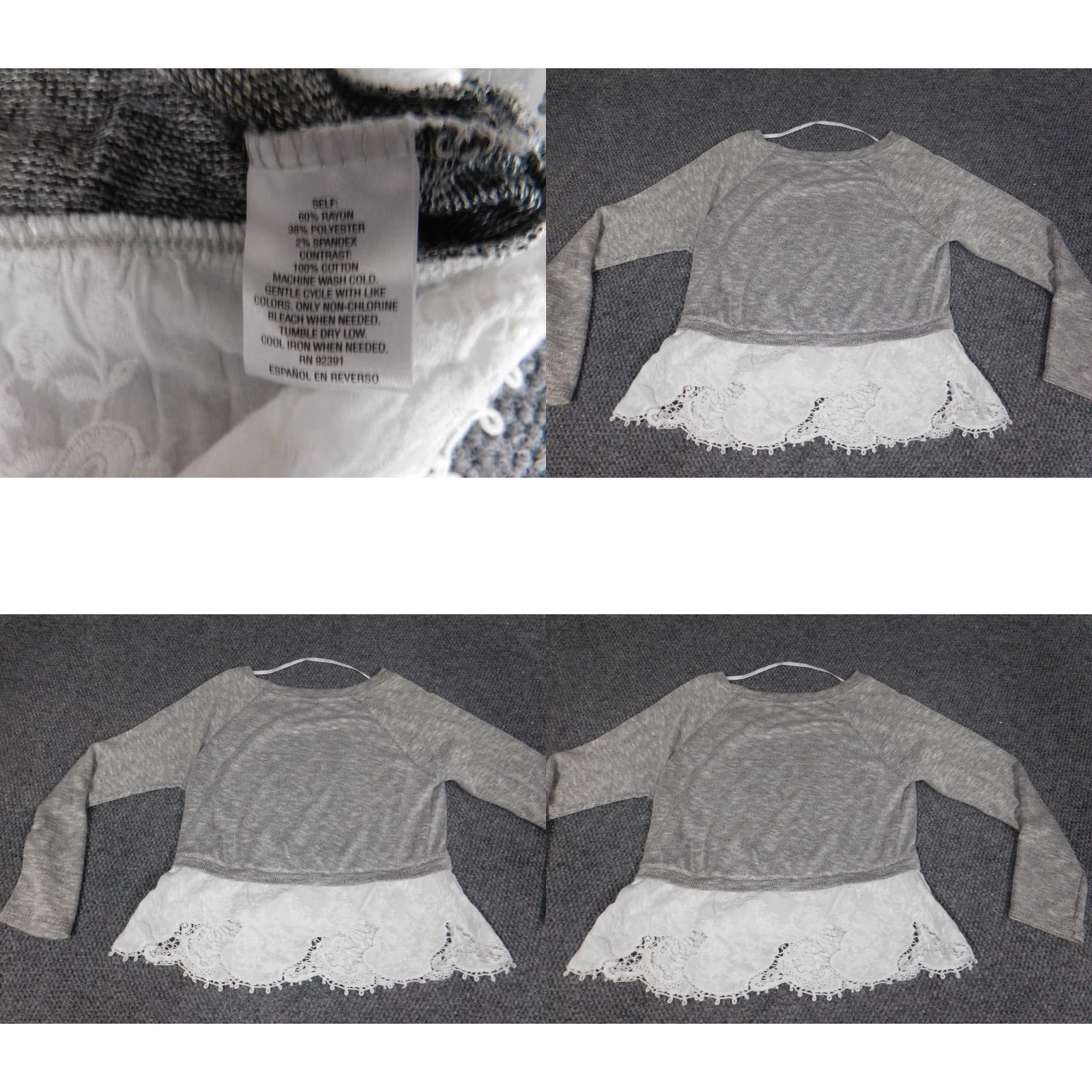 Vintage Maison Jules Blouse Womens Medium Pullover Crew Neck Knit Polyester Rayon Gray Solid Casual Stretch Adults Size M / US 6-8 / IT 42-44 - 8 Thumbnail