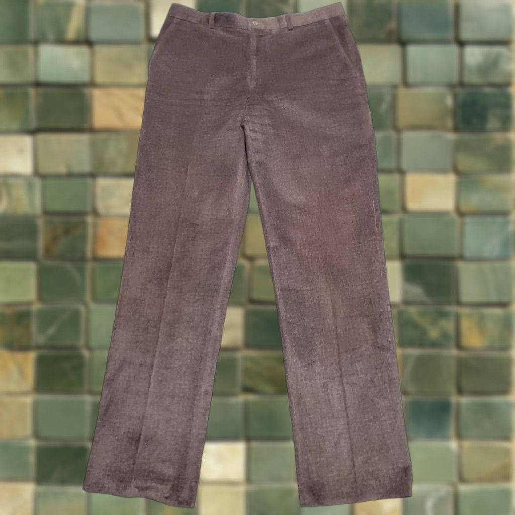 Vintage Linea Naturale Pants Mens 34x36 Brown Micro Poly Flat Front Chino Smart Casual Size US 34 / EU 50 - 1 Thumbnail