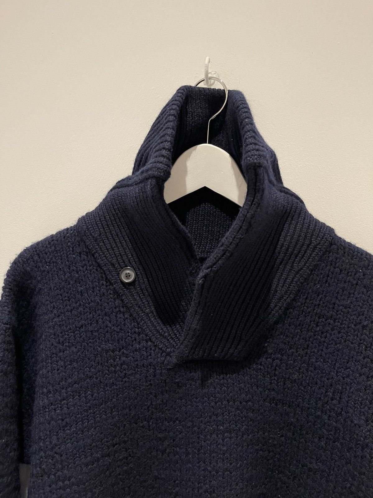 Maison Margiela Maison Margiela AW06 Navy Wool Shawl Collar Knit Sweater Size US L / EU 52-54 / 3 - 9 Thumbnail