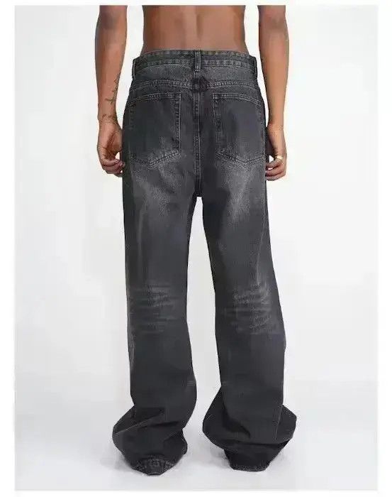 Japanese Brand Gray Washed Baggy Wide Leg Stacked Denim Jeans Size US 30 / EU 46 - 6 Thumbnail