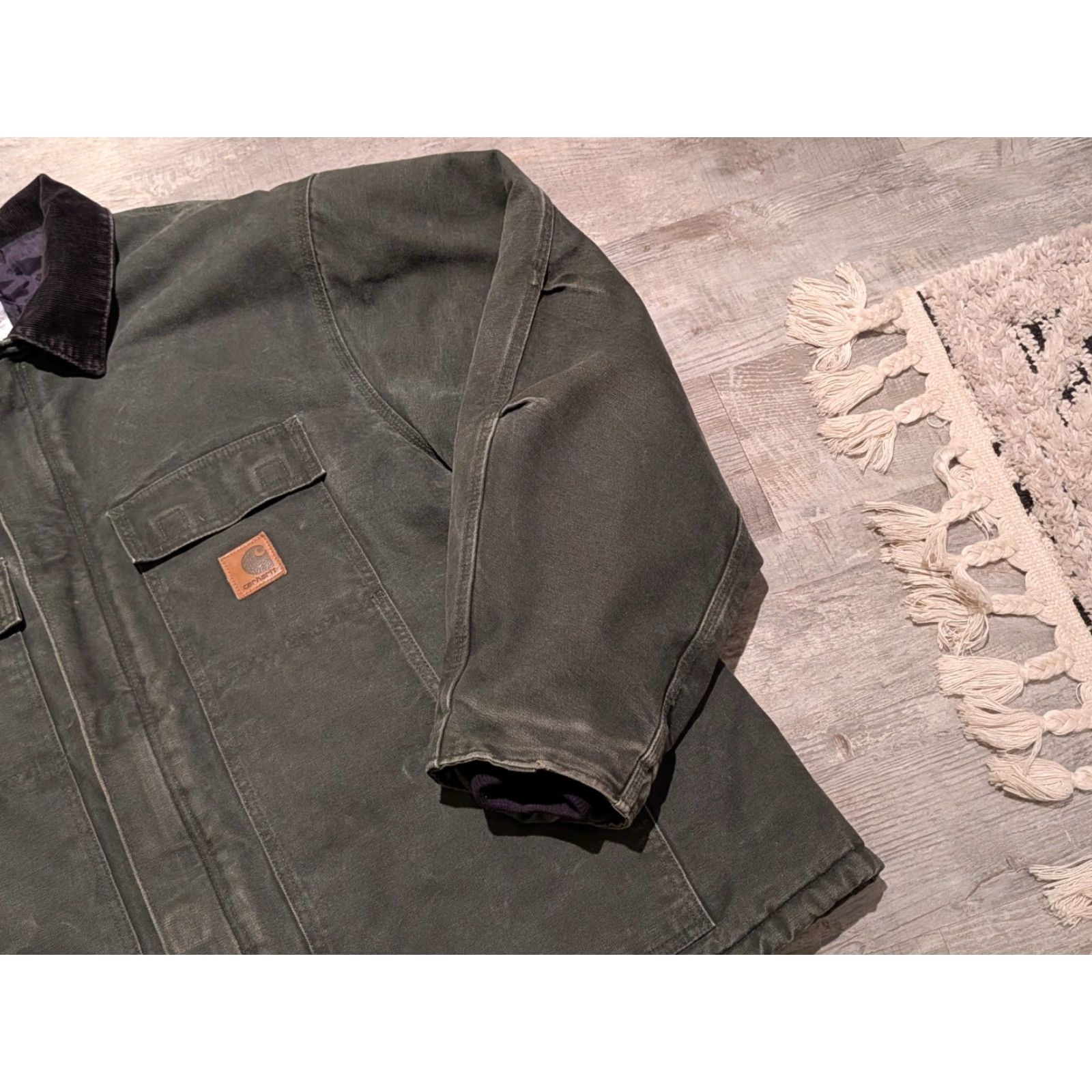 Carhartt Carhartt Jacket Men’s 2XL Moss Green Distressed Quilt Lined Coat C26 MOS Work Jacket 2XL Mens Green Moss US Made N/A Size US XXL / EU 58 / 5 - 3 Thumbnail