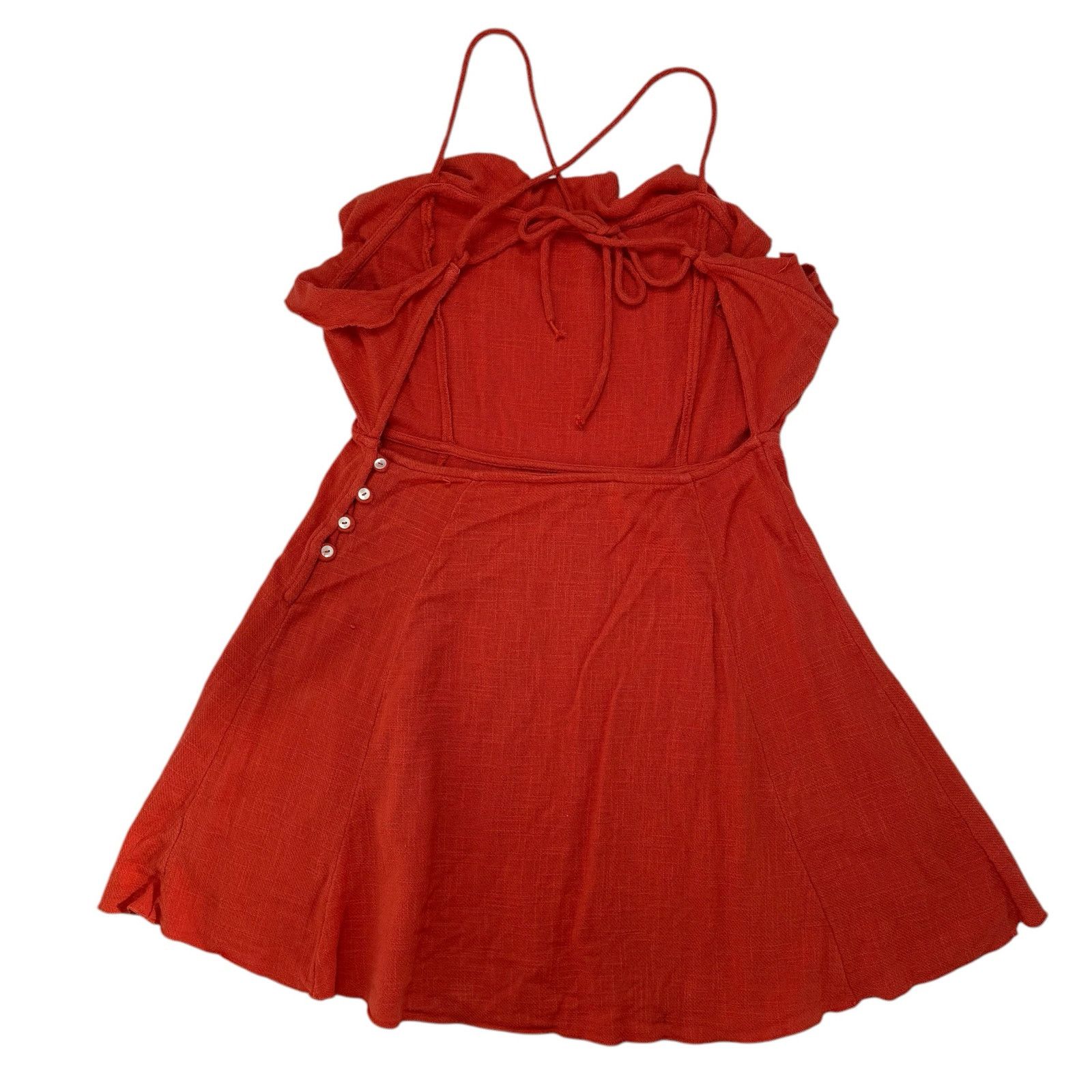 FREE PEOPLE Orange More Than Gauze Halter Mini Dress Large