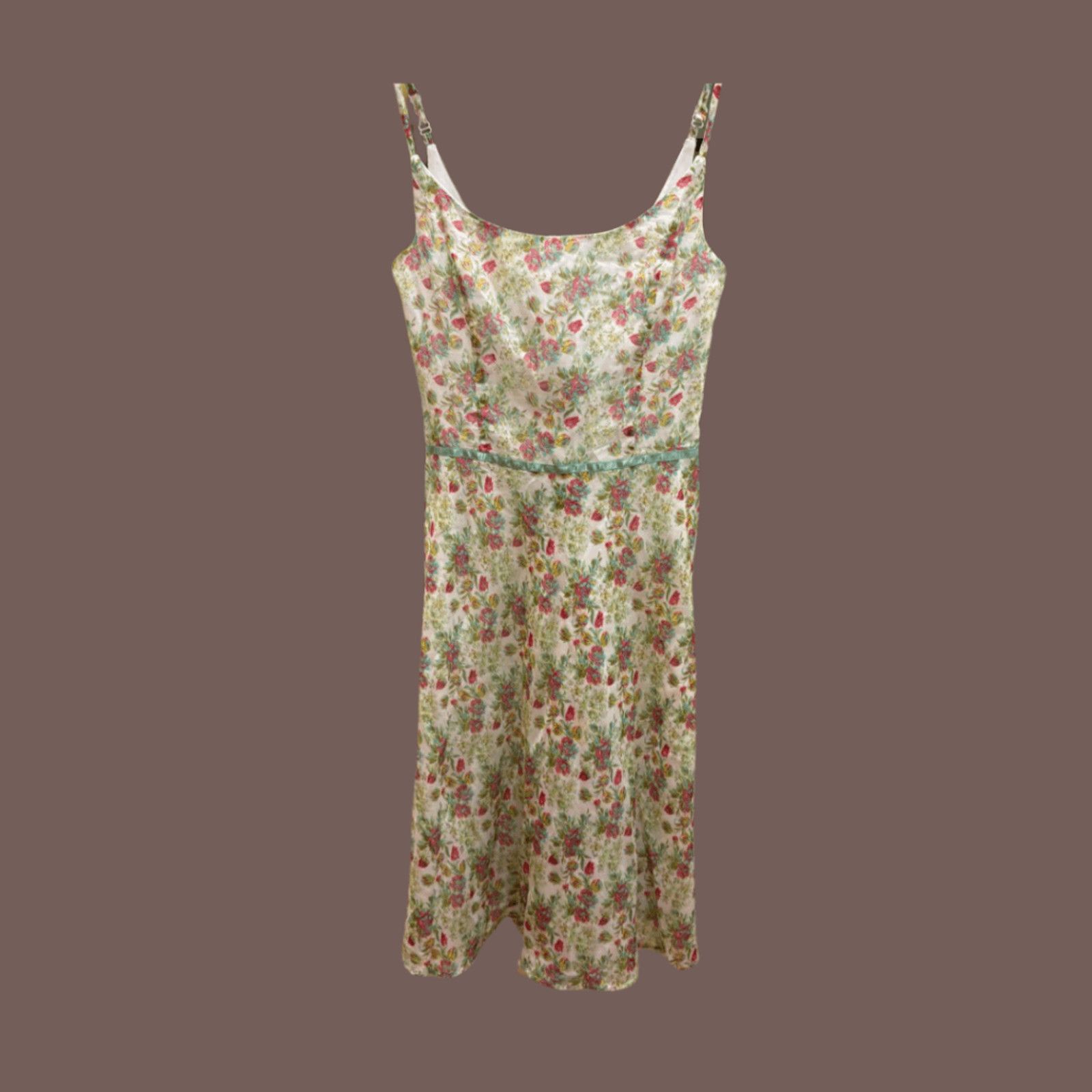 Vintage VTG Floral Midi Dress | Shoshanna Ribbon Tie | Y2K Coquette Size S / US 4 / IT 40 - 3 Thumbnail