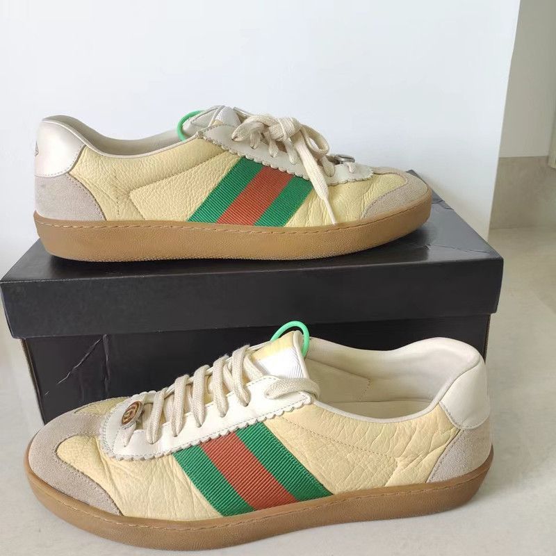 Gucci Gucci G74 Web Leather Low Top Sneakers - Size US 8.5 / EU 41-42 - 8 Thumbnail