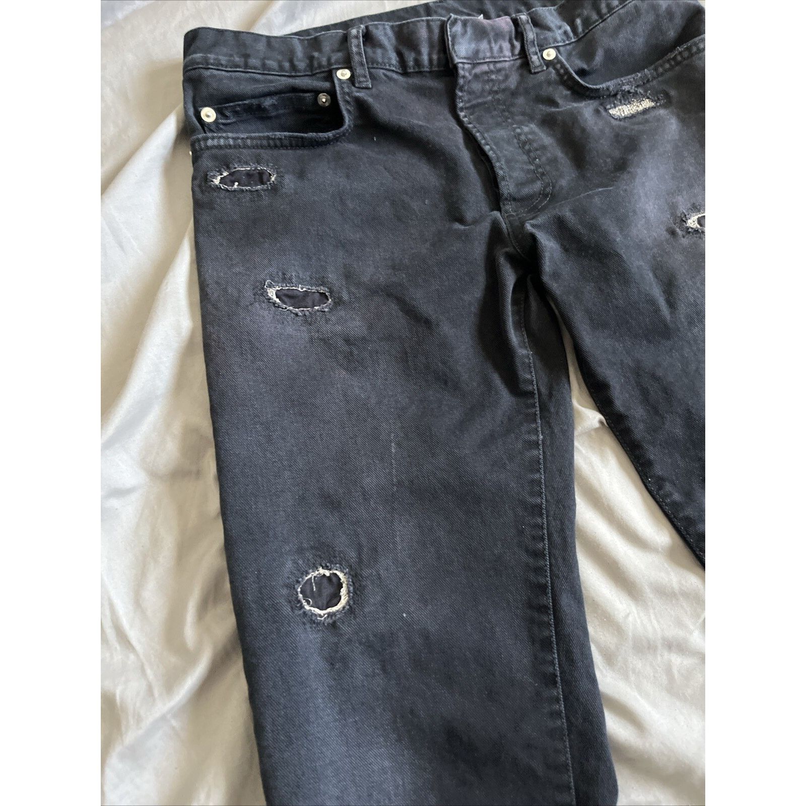 Dior Dior Black & Silver Distressed Jeans Size 31 Size US 31 - 5 Thumbnail