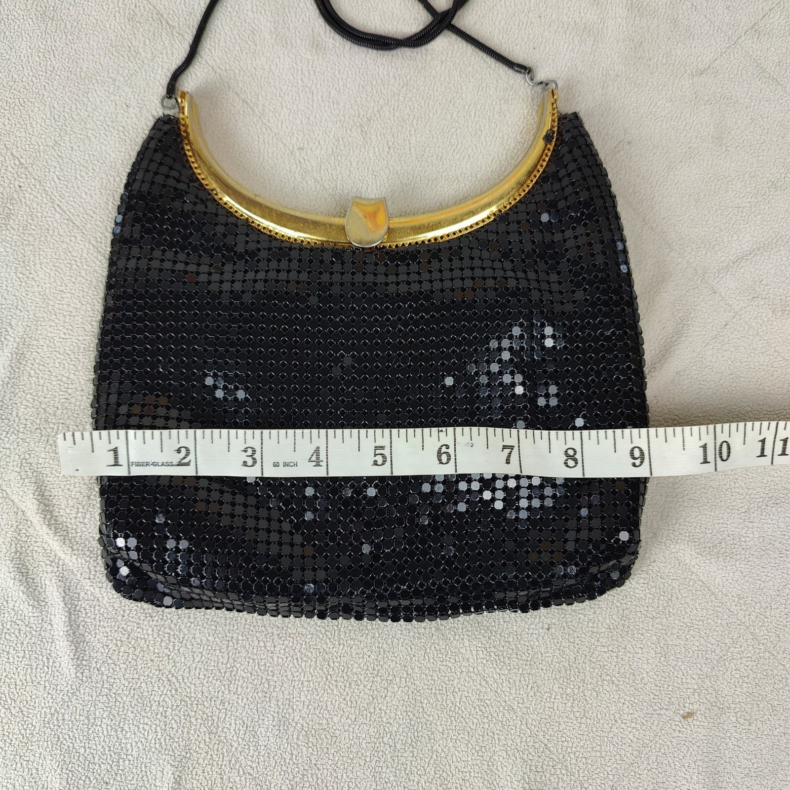 Vintage Vintage Metal Mesh Opera Bag Black Gold Clasp Art Deco Size ONE SIZE - 7 Thumbnail