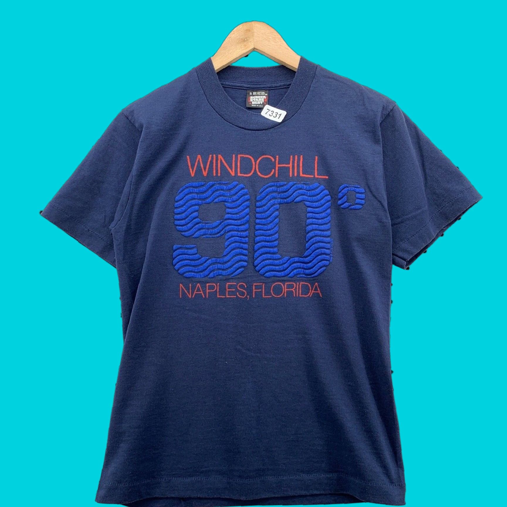 Vintage Vintage 90s Screen Stars Florida T-Shirt Mens Small Blue Cotton Funny Windchill 17.5x25 Size US S / EU 44-46 / 1 - 1 Thumbnail
