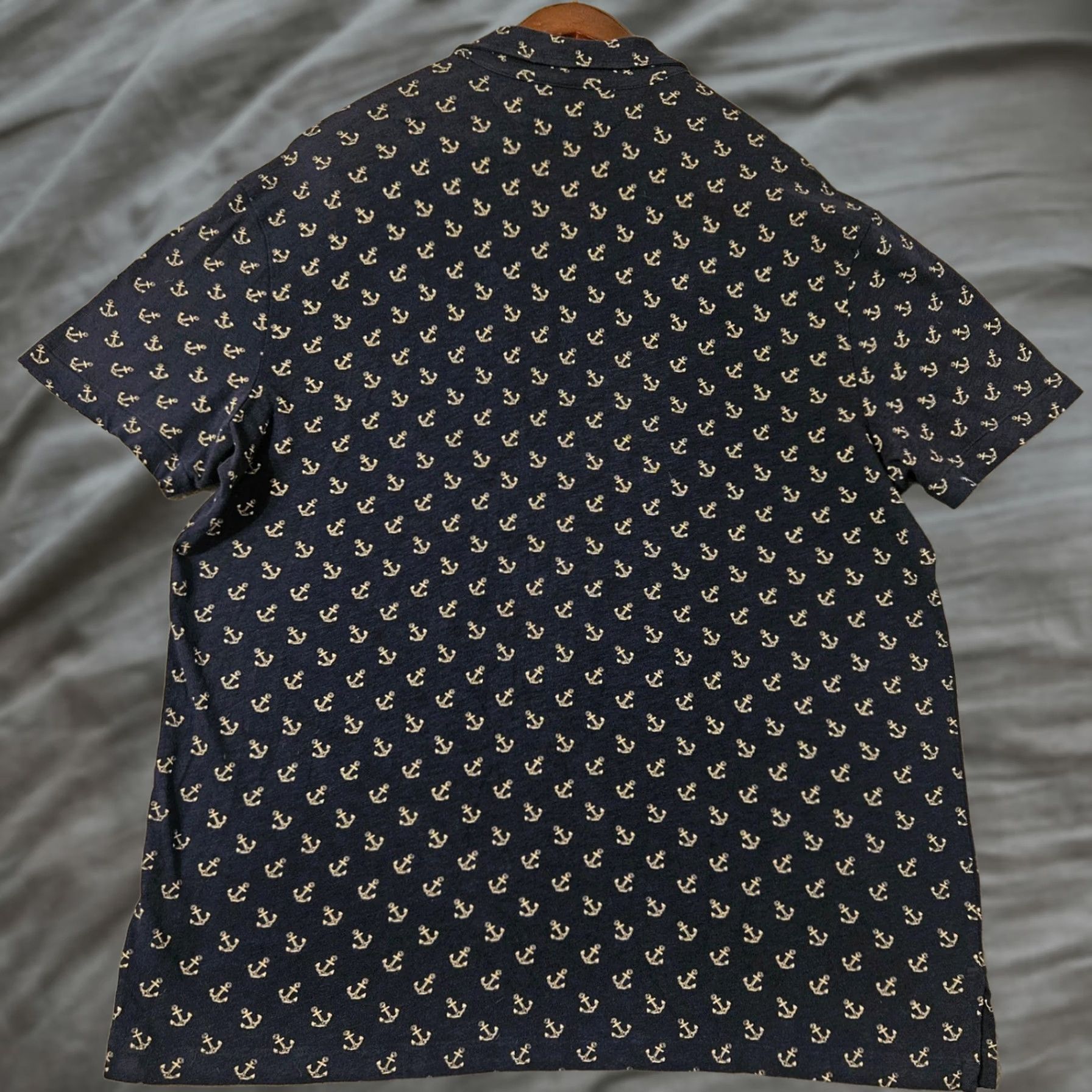 Polo Ralph Lauren Polo Ralph Lauren Mens XL Navy Blue Anchor Print Short Sleeve Shirt Cotton Size US XL / EU 56 / 4 - 1 Thumbnail