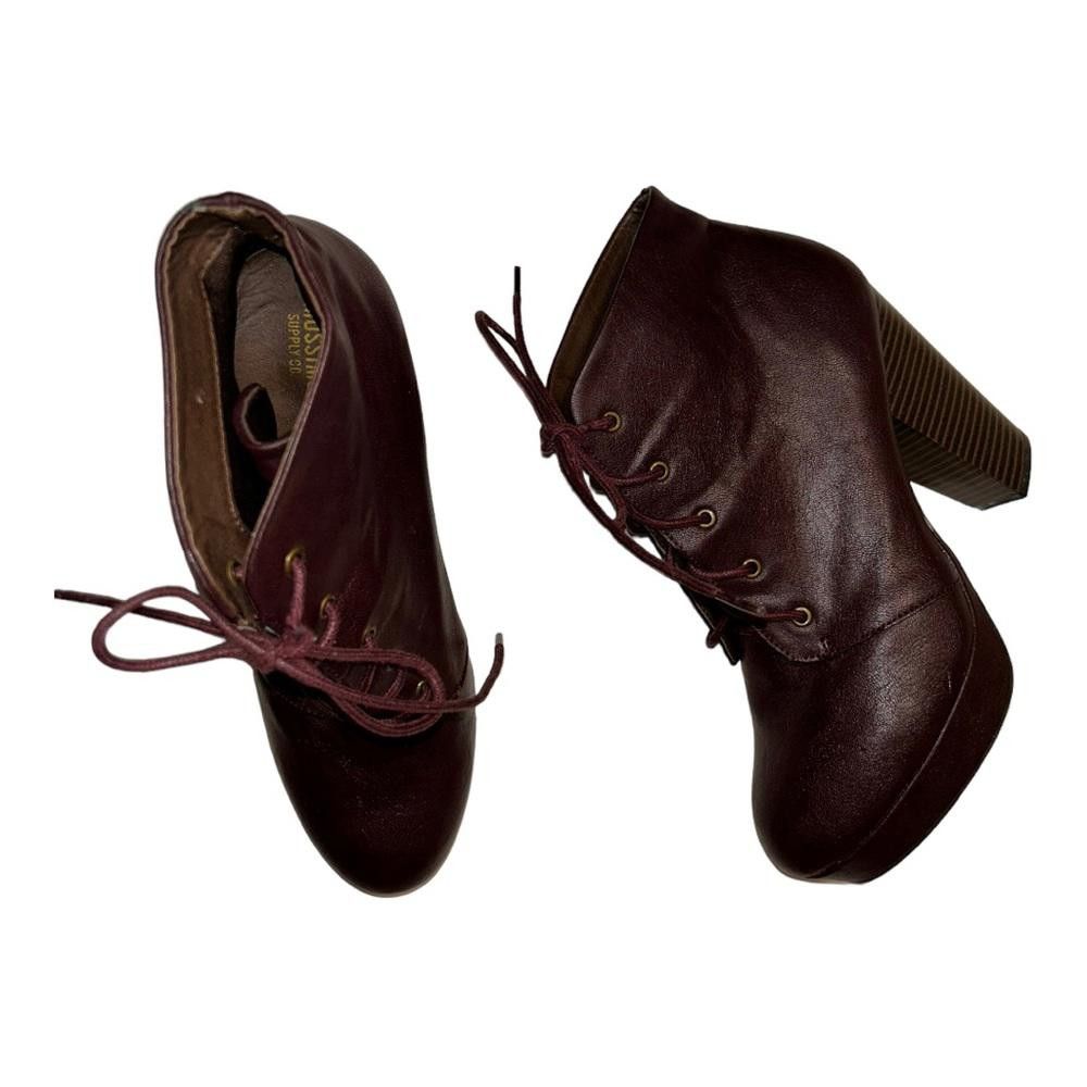 Designer Brown Faux Leather Platform Bootie Size 8.5 Size US 8.5 / IT 38.5 - 1 Thumbnail