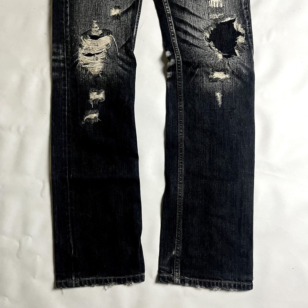 JACKROSE 2000s- Jackrose Faded Black Clawmark Crash Denim Size US 31 - 3 Thumbnail