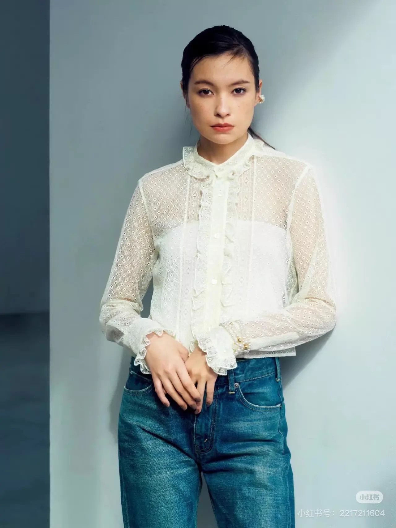 Celine Celine Ivory Ruffled Lace Blouse 36 Size XS / US 0-2 / IT 36-38 - 6 Thumbnail
