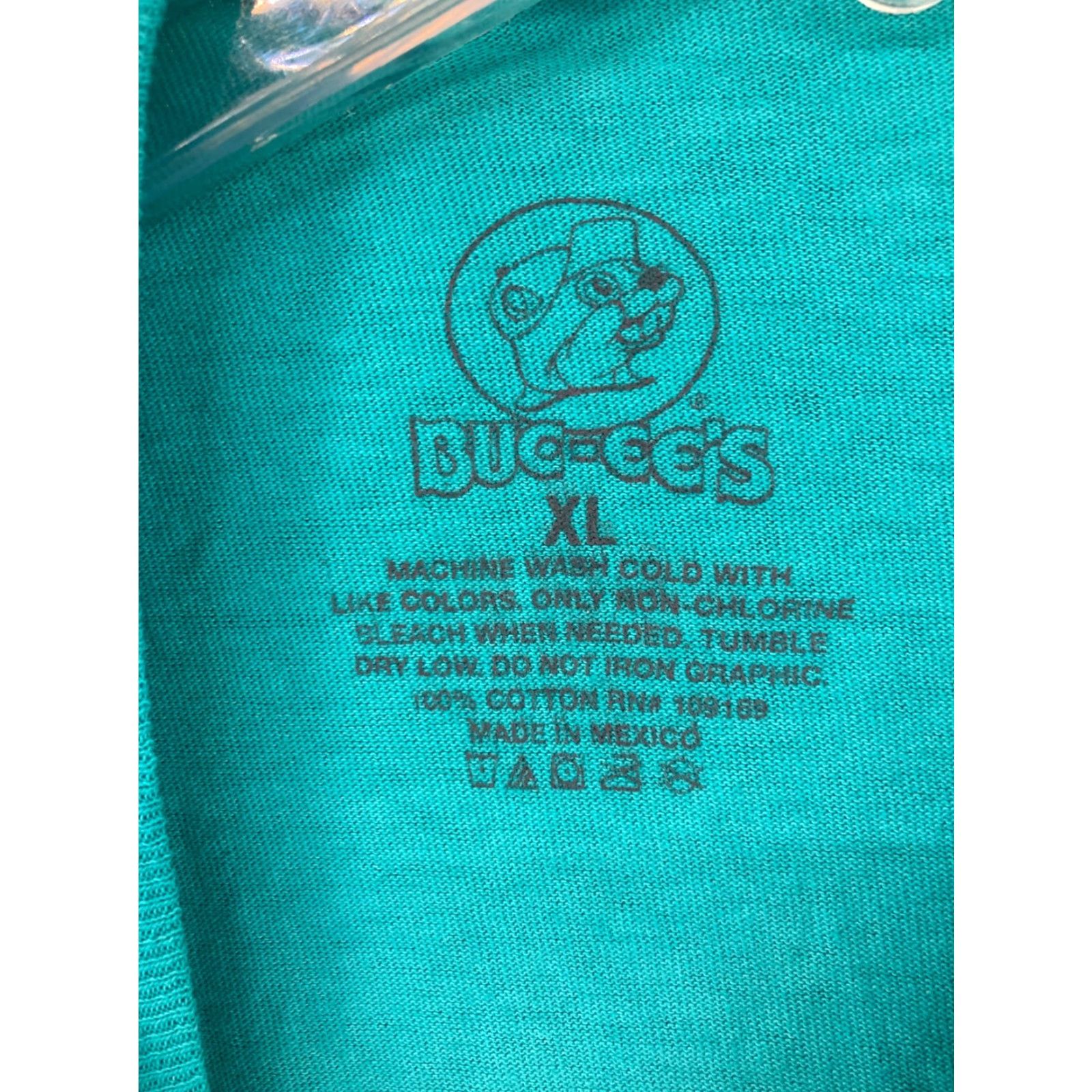 Vintage Bucees Mens TShirt XL Teal Beach Vacation Palm Tree Crew Neck Cotton Jersey Graphic Print Shirt Men XL Beach Theme 80s? Size US XL / EU 56 / 4 - 5 Thumbnail