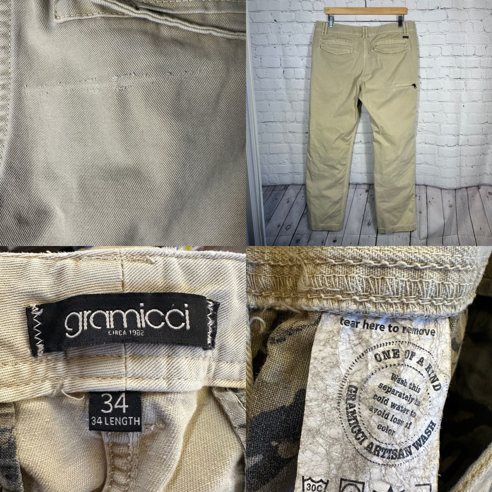 Gramicci Gramicci Mens Chino Pants Straight Leg Beige Cotton Twill 35x31 Hiking Outdoor Workwear N/A Size US 35 - 8 Thumbnail