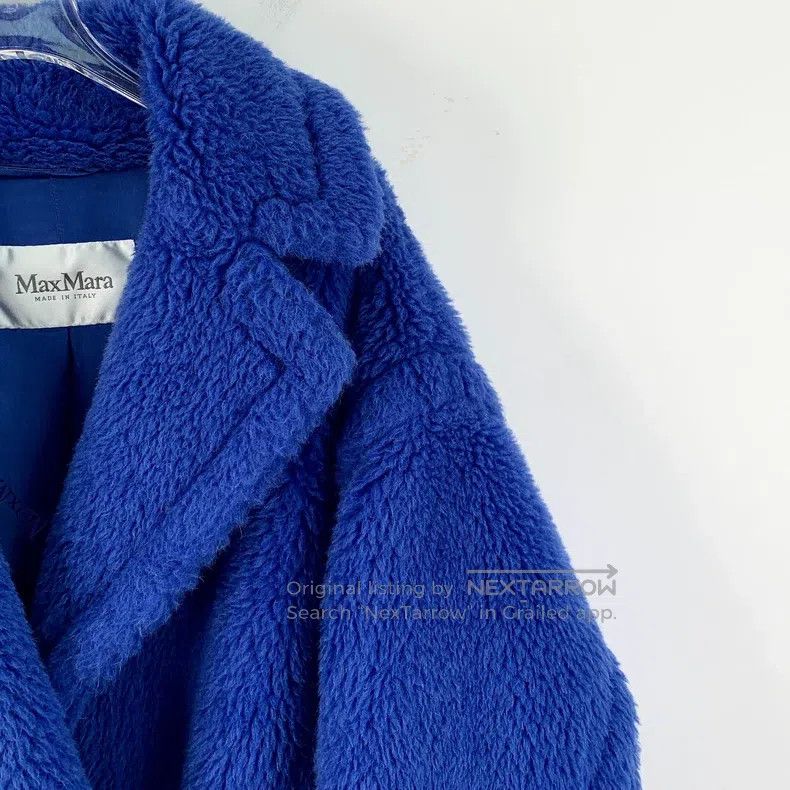 Max Mara Max Mara Deep Blue Teddy Alpaca Wool Collar Double Breaste Size S / US 4 / IT 40 - 3 Thumbnail