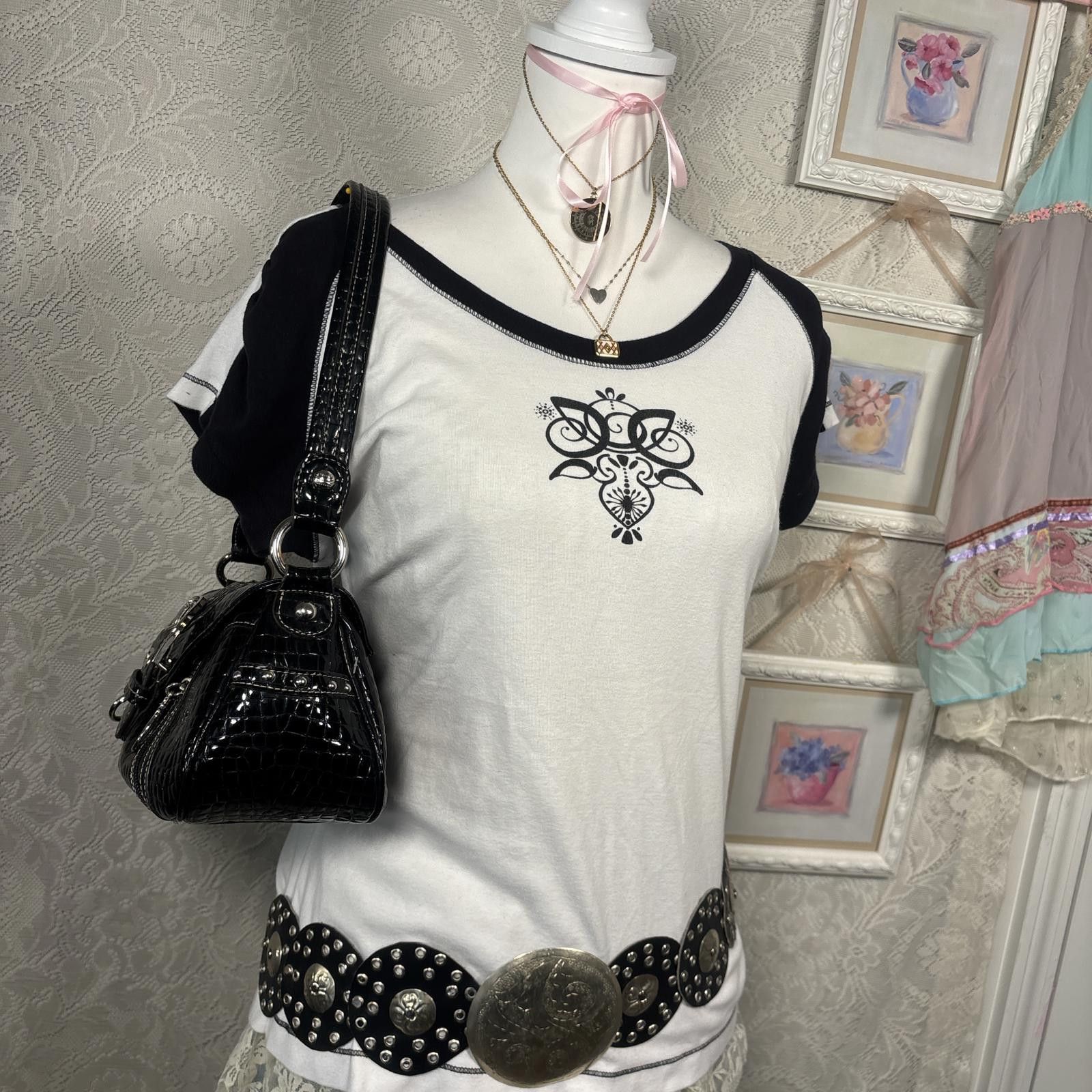 Other y2k grunge fitted black baby tee Size L / US 10 / IT 46 - 4 Thumbnail