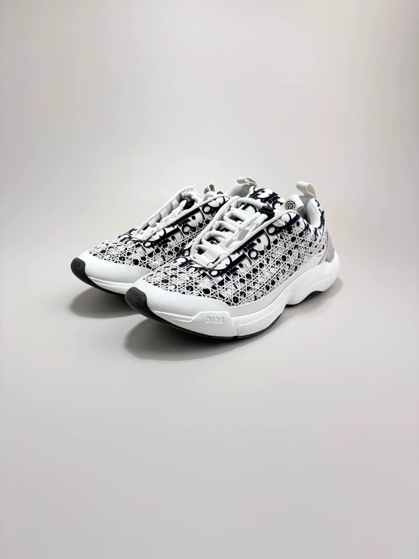 Dior DIOR B24 Black and White Full Logo Sneakers K1 Size US 10 / EU 43 - 1 Thumbnail