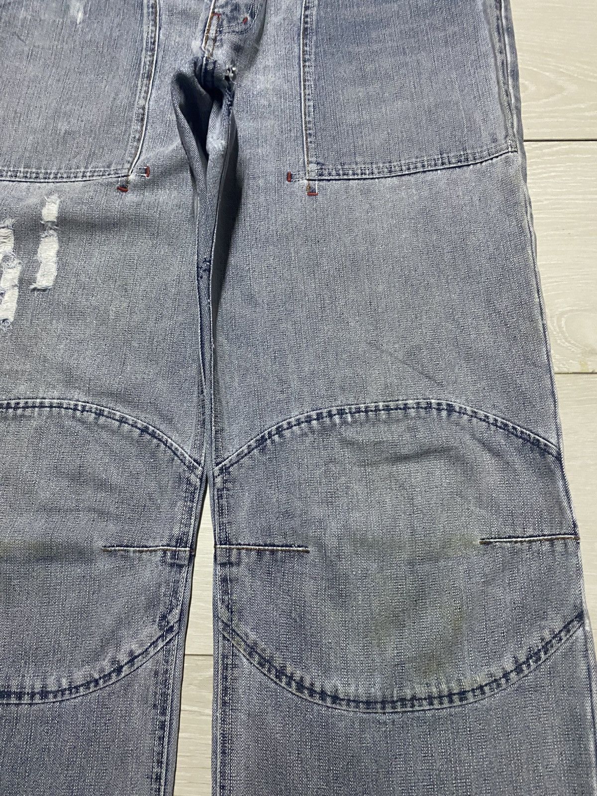 Japanese Brand Vintage KissMark Japan Double Knee StoneWash Baggy Jeans Size US 35 - 8 Thumbnail
