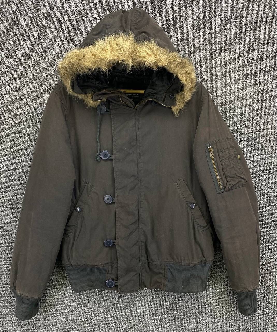 Alpha Industries Vintage Alpha Industries Faux Fur Hoodie Long Jacket Size L / US 10 / IT 46 - 1 Thumbnail