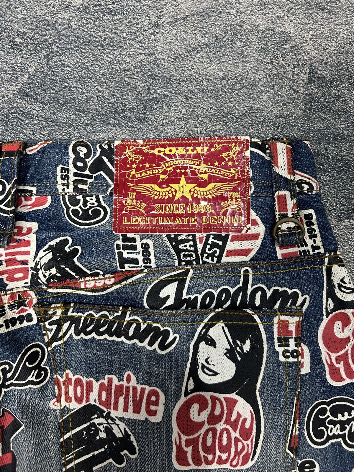 Japanese Brand Y2K CO&LU Hysteric Glamour style Denim Full Print Size US 33 - 11 Thumbnail