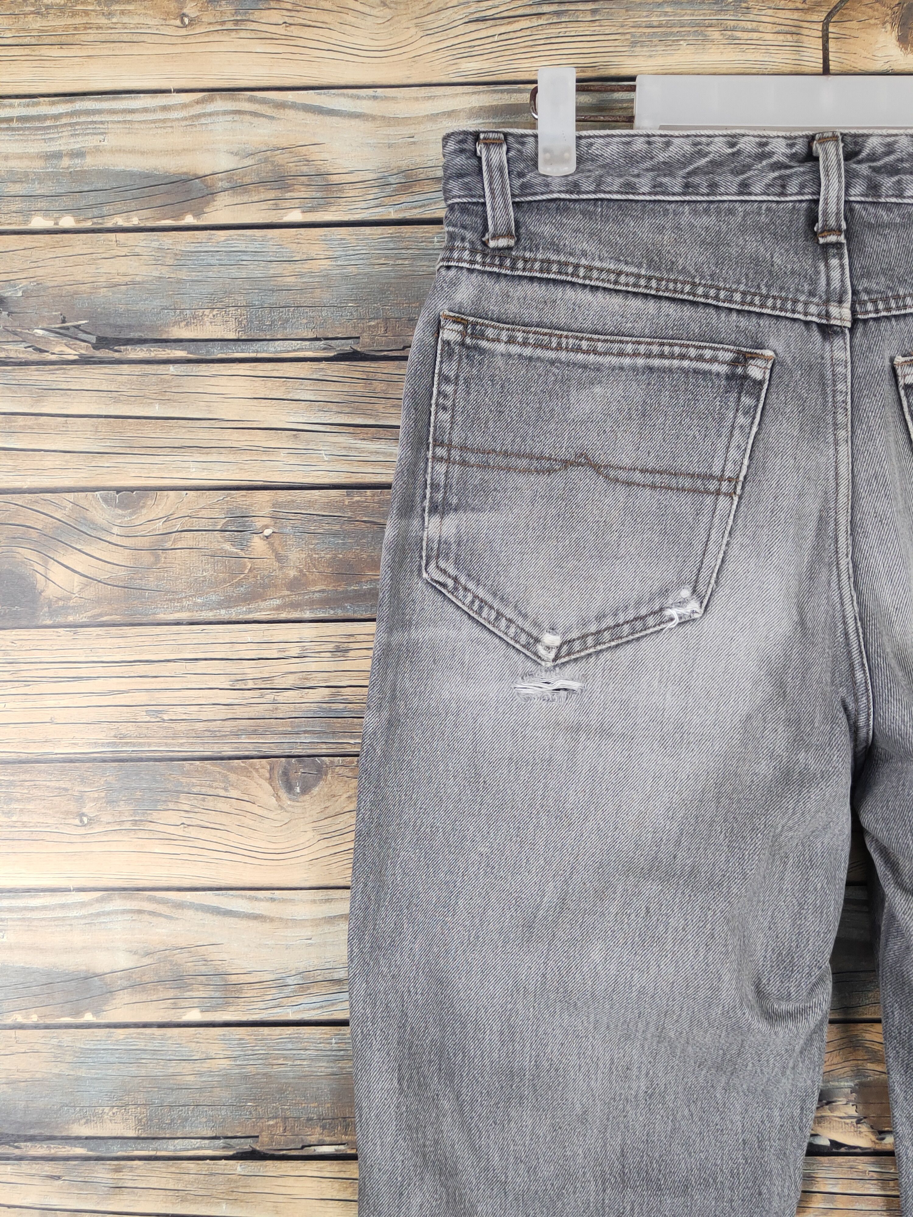 Vintage Bobson-Pro Black Distressed Ripped denim Jeans #W1564 Size US 33 - 8 Thumbnail