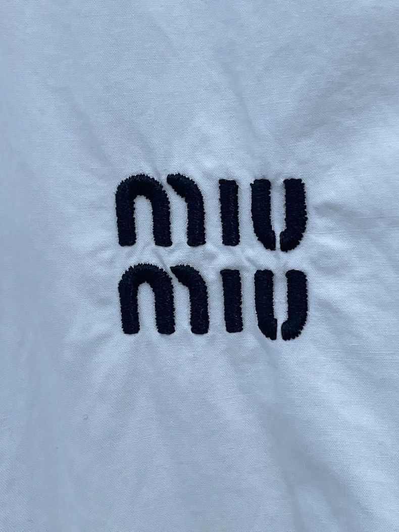 Prada Miu Miu White Embroidered Long Sleeve Shirt-2506 Size M / US 6-8 / IT 42-44 - 3 Thumbnail