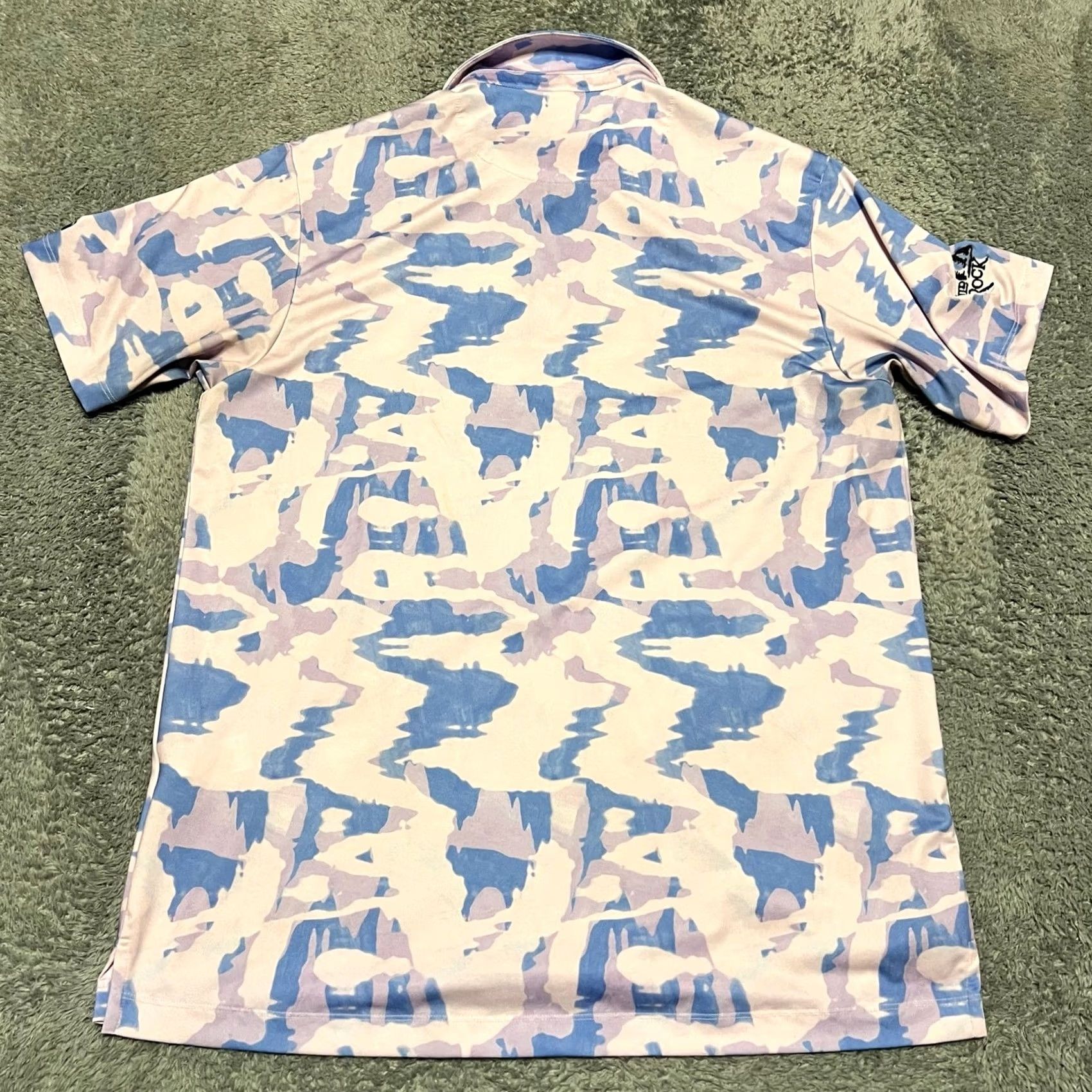Vintage Bad Birdie Polo Golf Shirt Mens Large Pink Blue Camo All Over Print Performance Size US L / EU 52-54 / 3 - 5 Thumbnail