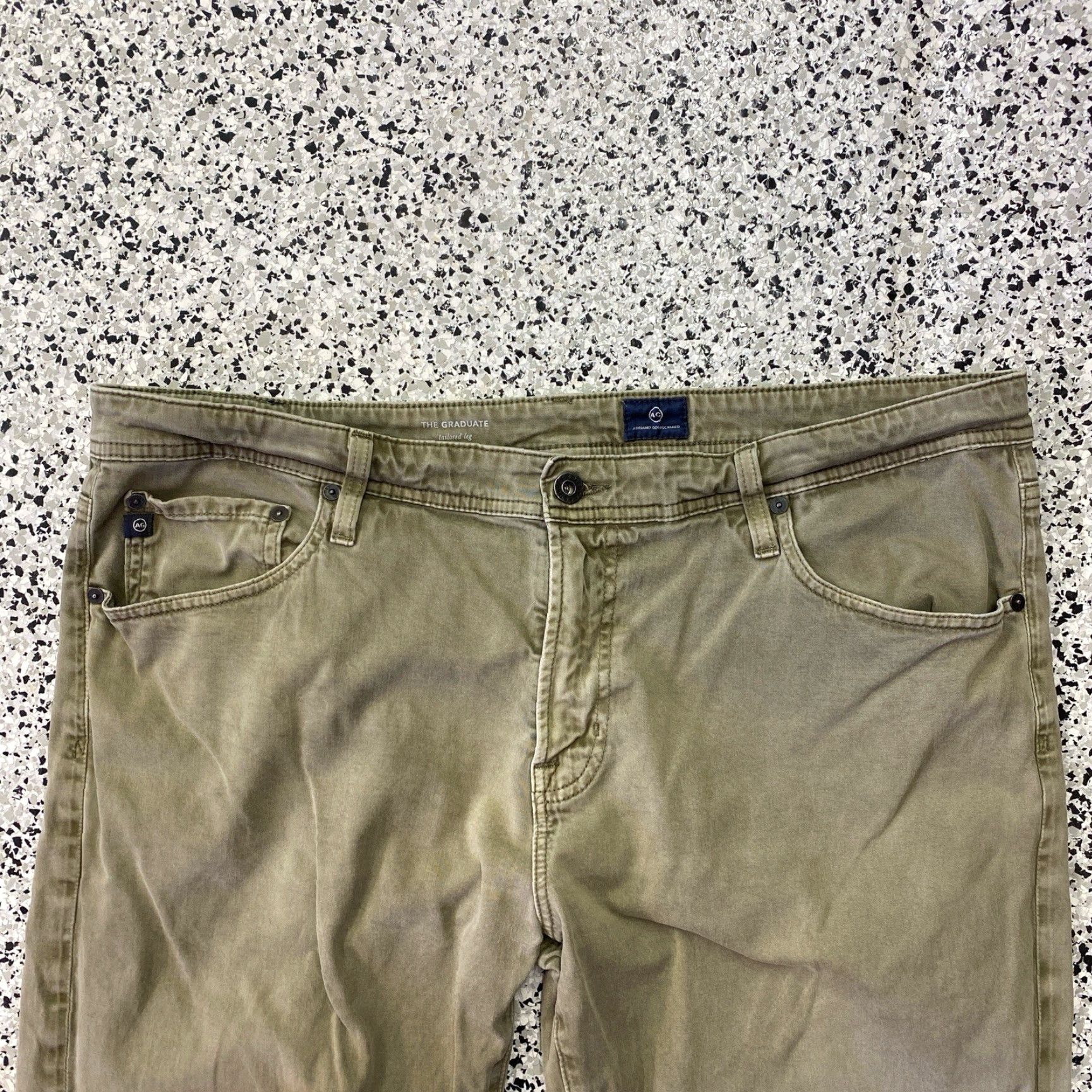 Vintage AG Adriano Goldschmied The Graduate Tailored Leg Pants 39x32 Beige Cotton Elastane Regular Mens Size US 39 - 3 Thumbnail