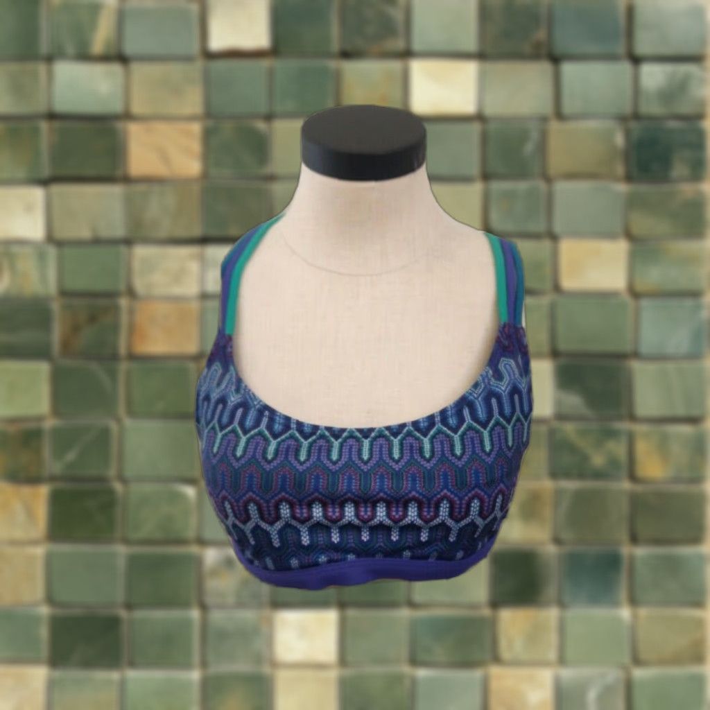 Prana Women's Blue Patterned Strappy Sports Bra Medium