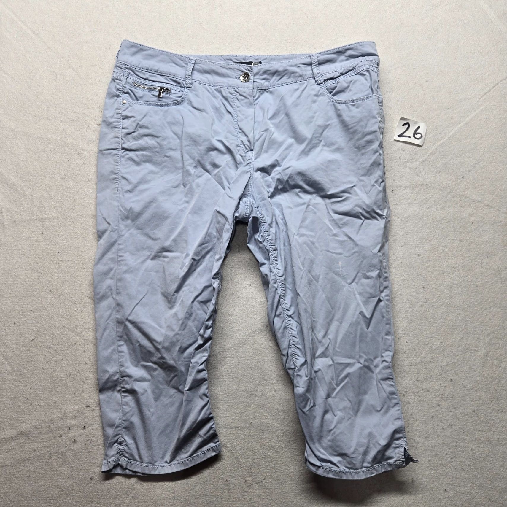 Vintage ATELIER GARDEUR Pants Capri Blue Solid 44 Women's Adult Regular Blue Capri Pants Pockets 90s Event None Womens Size 30" / US 8 / IT 44 - 2 Thumbnail