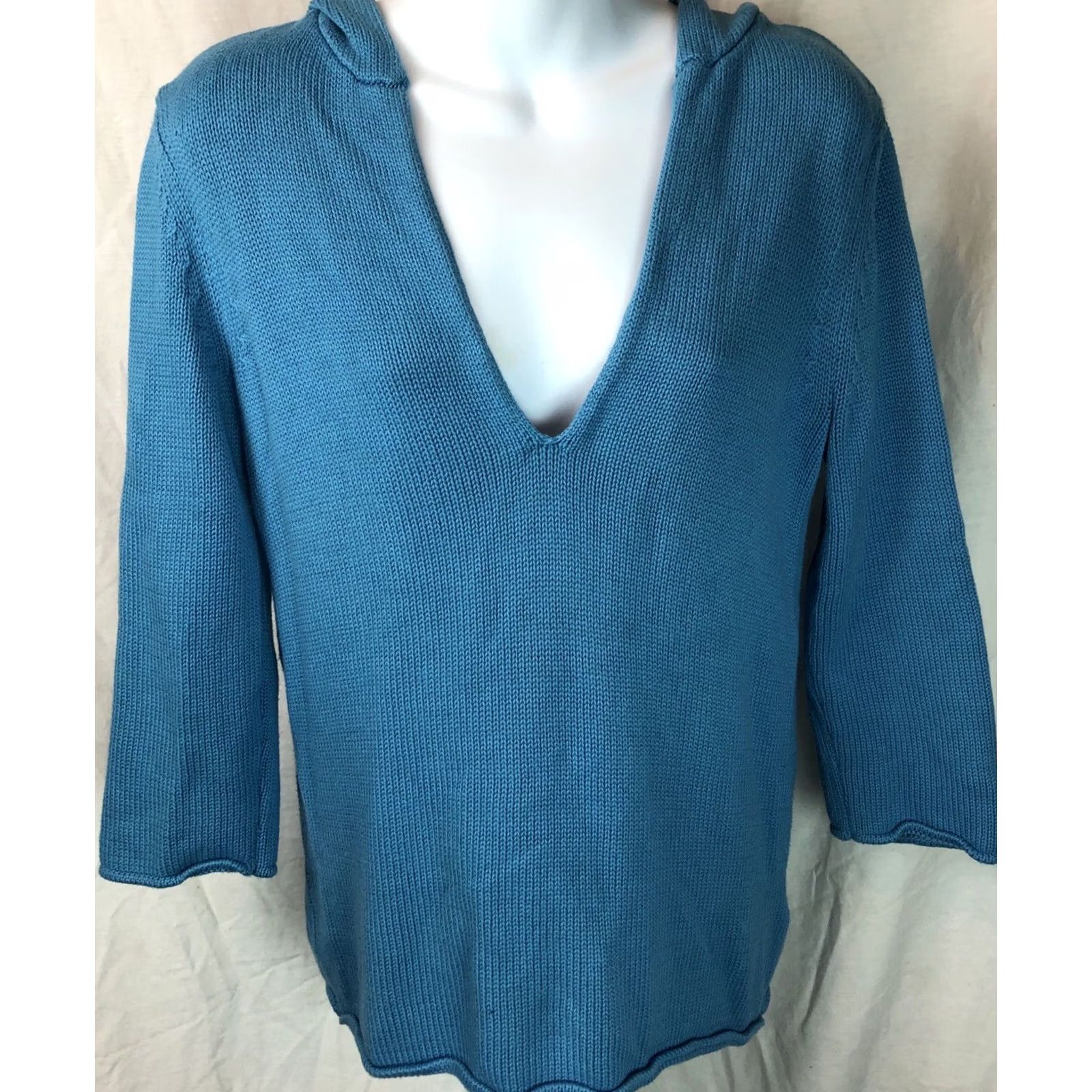 Banana Republic Banana Republic Sweater Hoodie M Blue Pullover Deep V-Neck 3/4 Sleeves Beach Size M / US 6-8 / IT 42-44 - 5 Thumbnail
