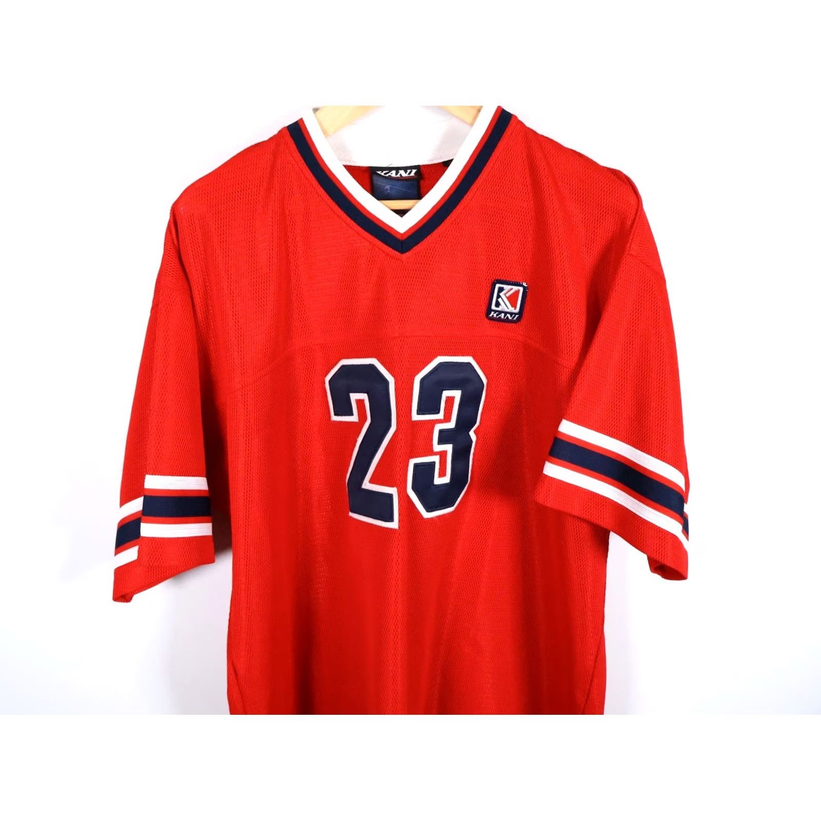 Karl Kani VINTAGE Karl Kani Football Jersey Men's XL Red Dark Blue Sewn Stitched 23 Streetwear Hip Hop Retro Size US XL / EU 56 / 4 - 7 Thumbnail